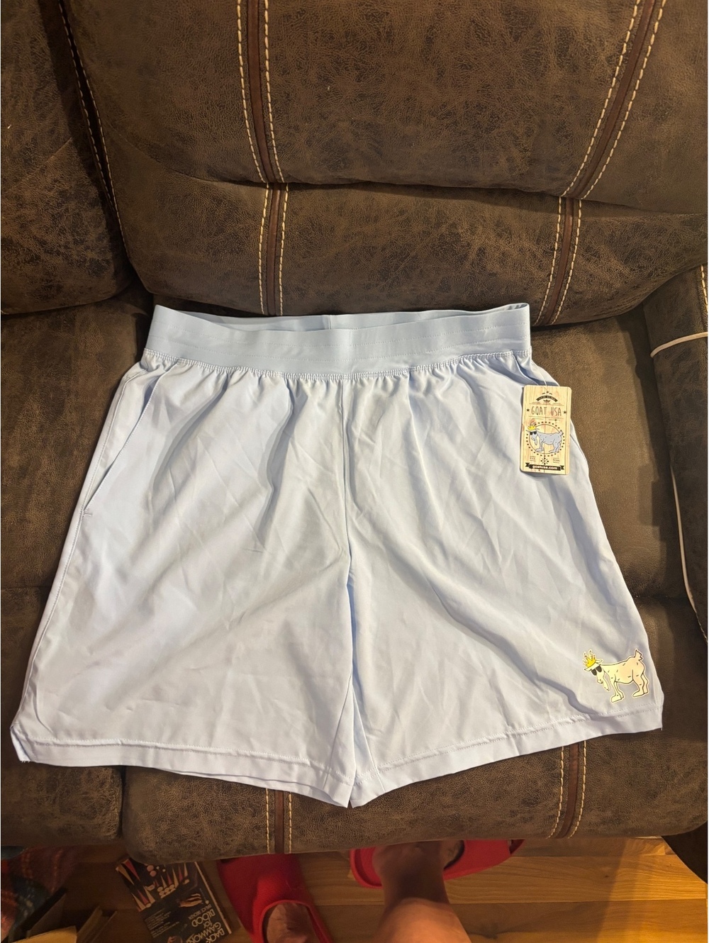 GOAT USA Carolina Blue Athletic Shorts Men’s Large Performance 8” NWT